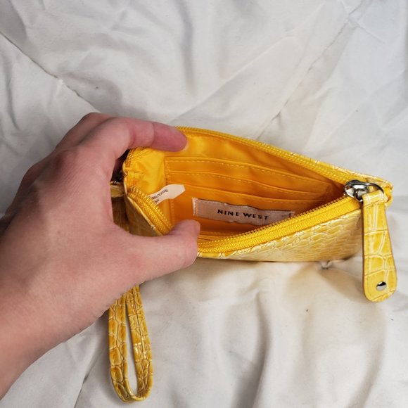 Nine West Yellow Faux Snake Skin Wristlet - Picture 3 of 4